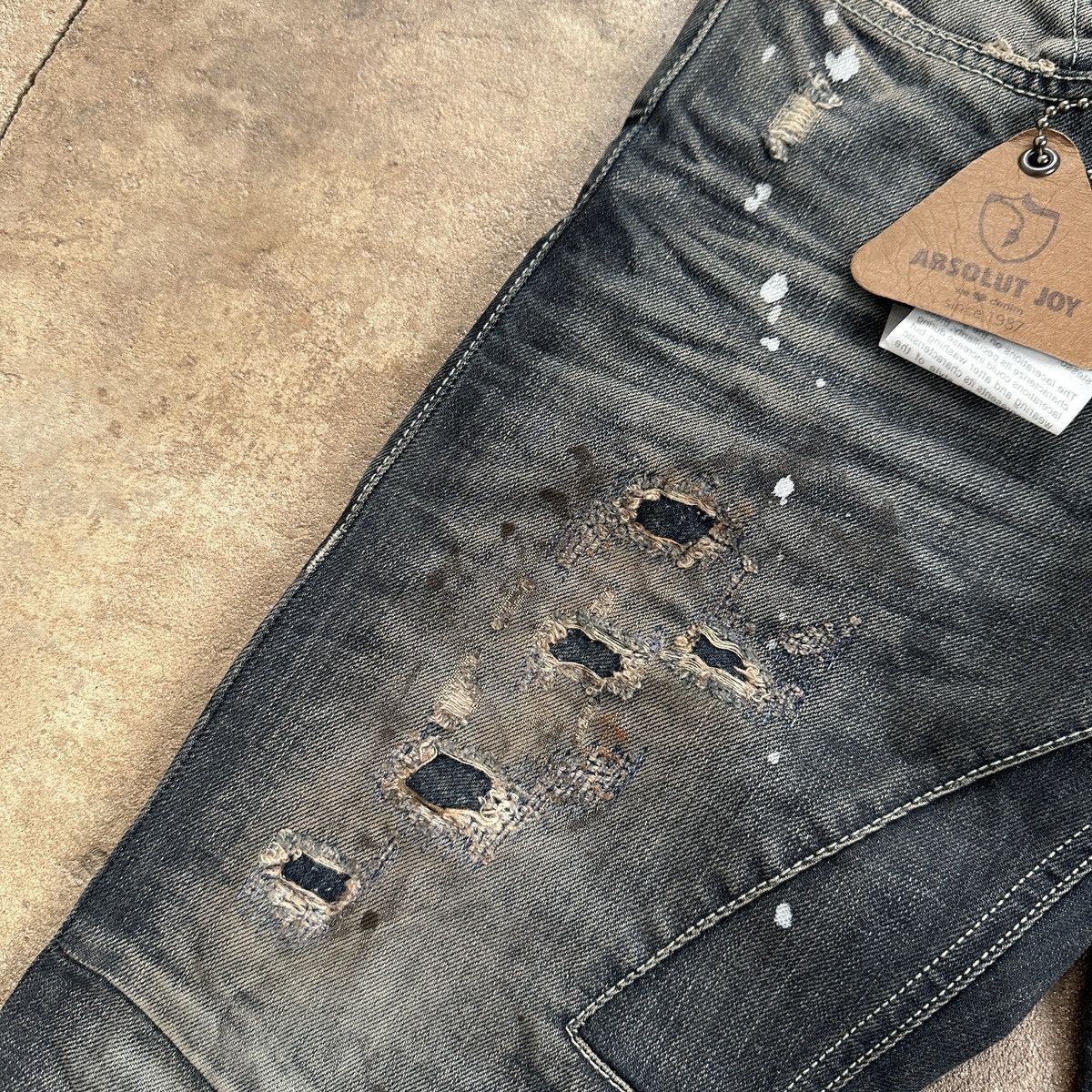Absolut Joy Absolut Joy Dirty Wash Distressed Slim Fit Denim Gucci Size US 30 / EU 46 - 6 Thumbnail