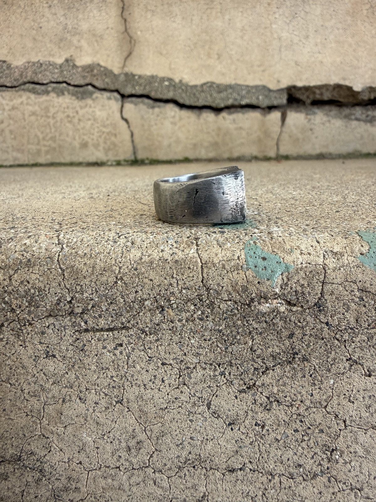 Vintage Lee Brennan Design - Steel “Sown” Signet Ring Size ONE SIZE - 4 Thumbnail