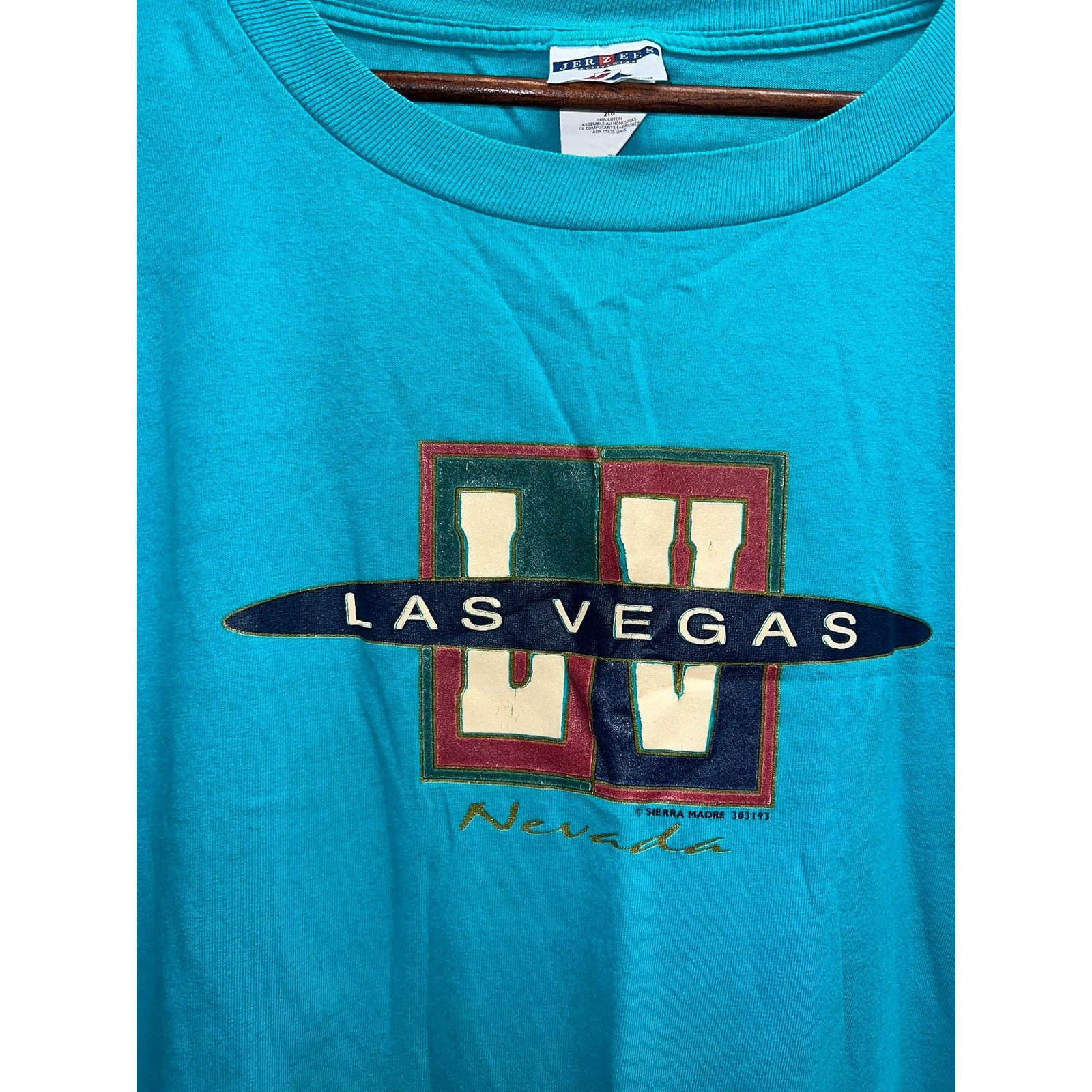 Jerzees Vintage Las Vegas Shirt Nevada Teal Tee Jerzees 90s VTG 2XL Size US XXL / EU 58 / 5 - 2 Thumbnail