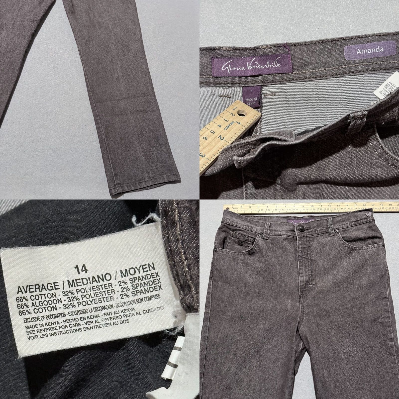 Gloria Vanderbilt Gloria Vanderbilt Amanda Jeans Bootcut Gray Denim Stretch High Rise Straight 14 Size 36" / US 14 / IT 50 - 8 Thumbnail