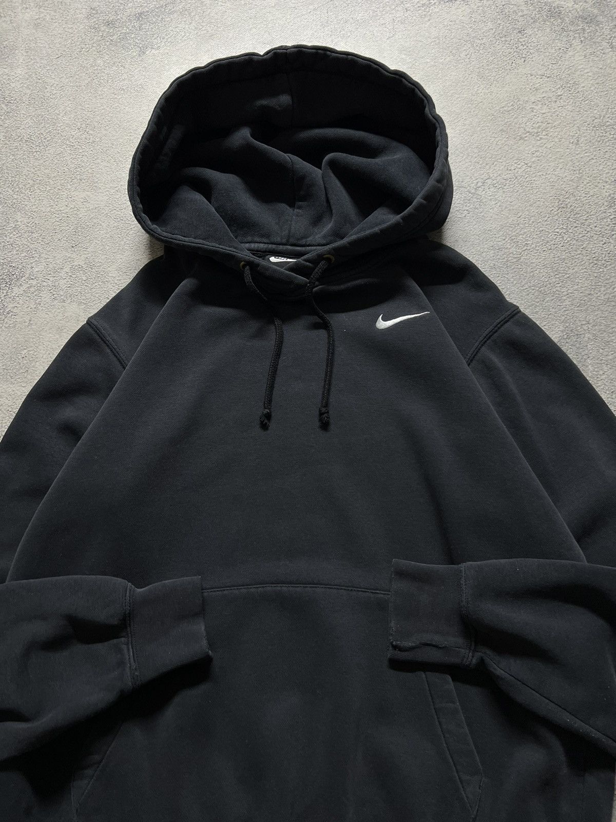 Nike × Vintage Vintage Y2k Nike 🖤 Faded Mini Swoosh Blank Basic Hoodie Size US S / EU 44-46 / 1 - 2 Thumbnail