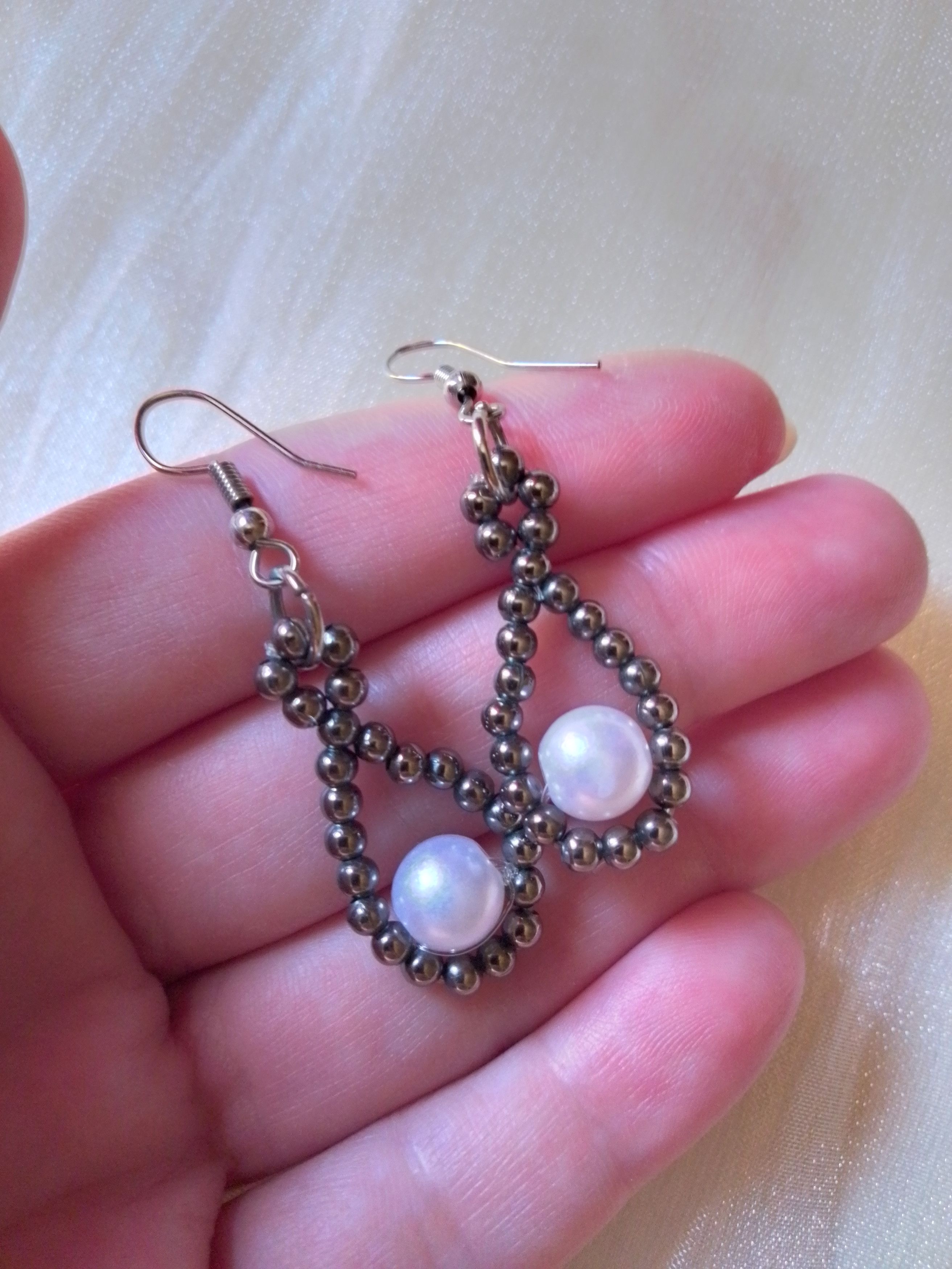 Handmade Necklace Teardrop Pendant Earrings Pearls Size ONE SIZE - 3 Thumbnail