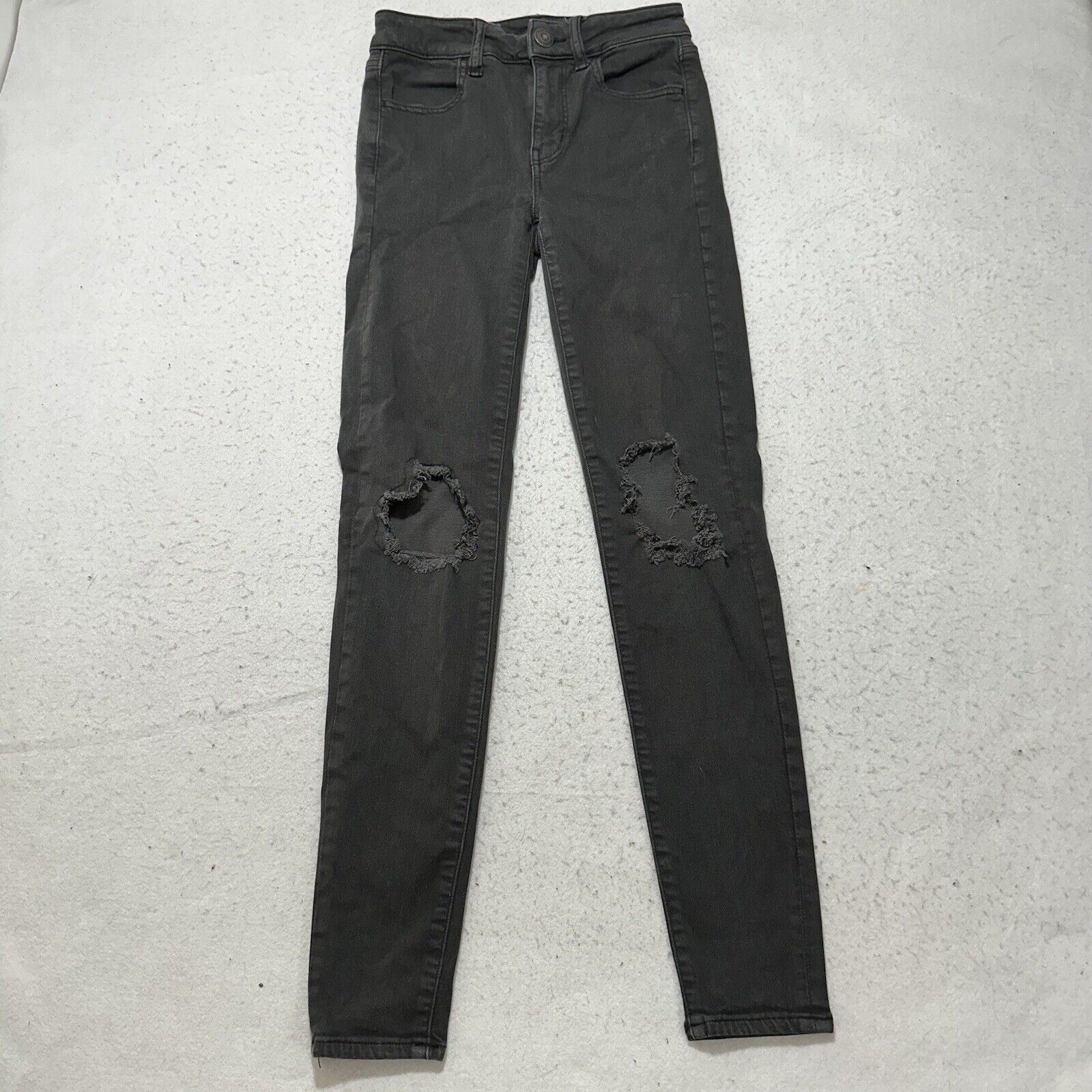 American Eagle Outfitters American Eagle 0 Regular Next Level Skinny Jeans Gray Ripped Size 25" / US 0 / IT 36 - 1 Thumbnail