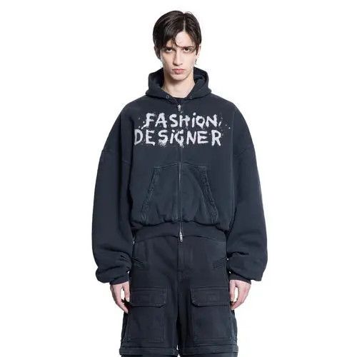 Balenciaga o1bcso1str0426 Round Zip-Up Hoodie in Faded Washed Black Size US XXS / EU 40 - 1 Preview