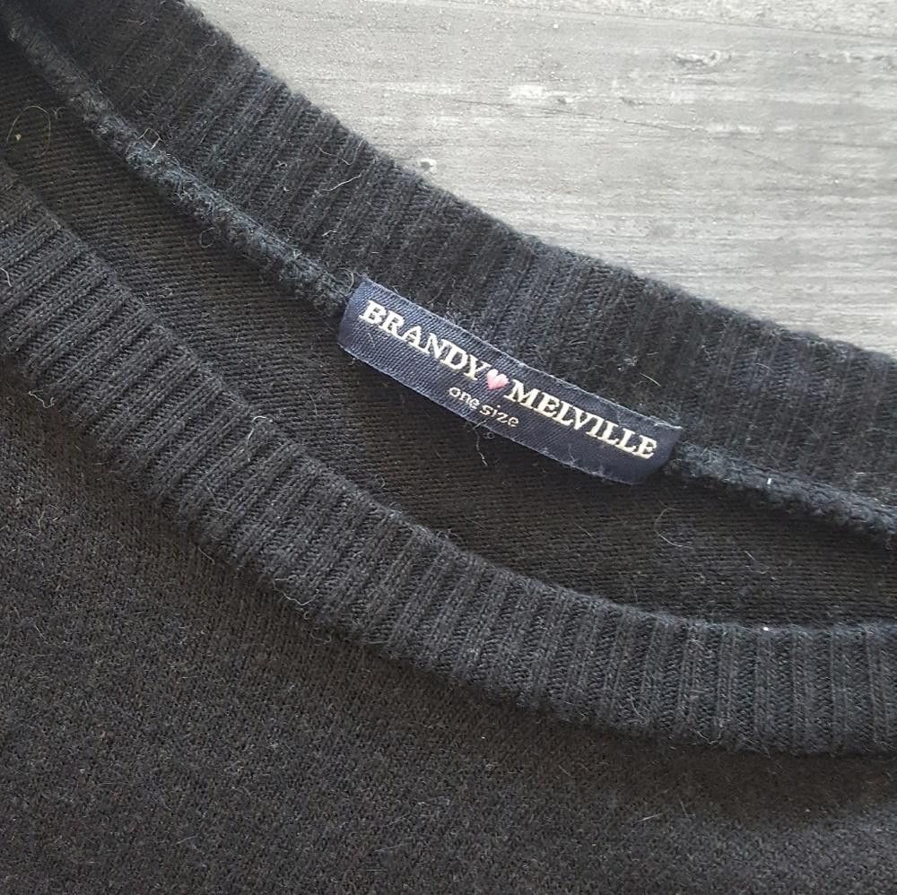 Designer Black Cropped Melville Soft Long Sleeve Size ONE SIZE - 3 Thumbnail