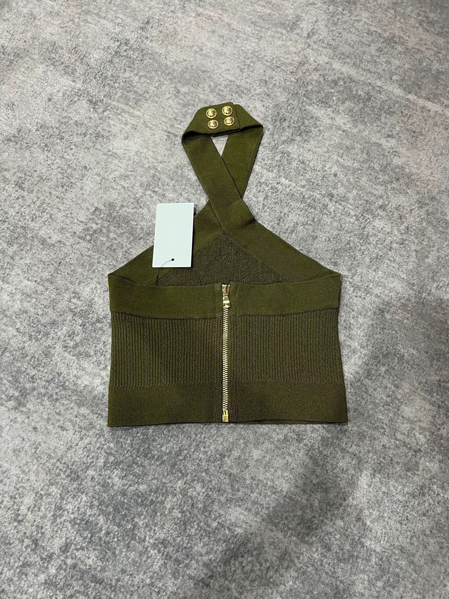 Balmain Balmain Olive Green Halter Top Size XS / US 0-2 / IT 36-38 - 1 Thumbnail