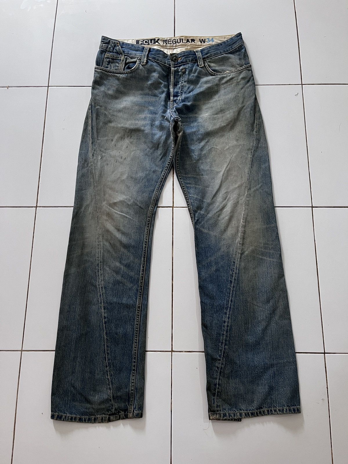 FCUK × French Connection DISTRESSED FCUK GUNS JEANS Size US 34 / EU 50 - 2 Thumbnail