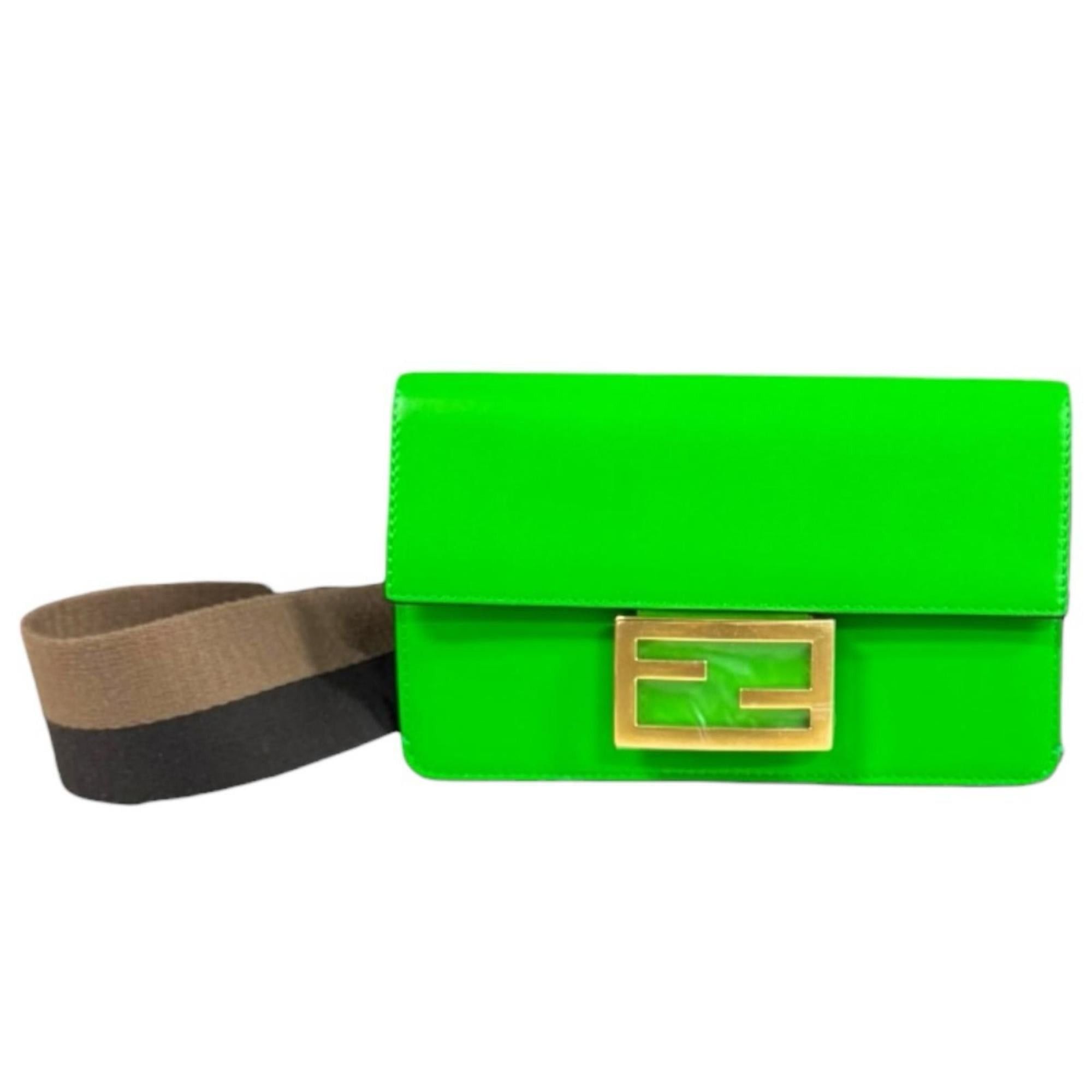 Fendi Fendi Flat Baguette Shoulder Bag, Leather 8BS039, Green, Women's, FENDI, Used Size ONE SIZE - 1 Thumbnail