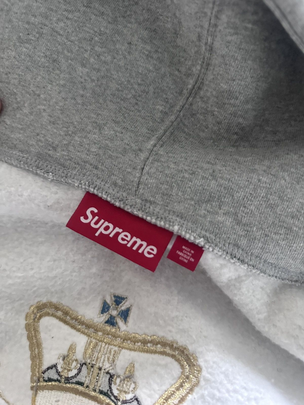 Supreme Supreme Crest Zip Up Hooded Sweatshirt 'Heather Grey' Size US M / EU 48-50 / 2 - 3 Thumbnail