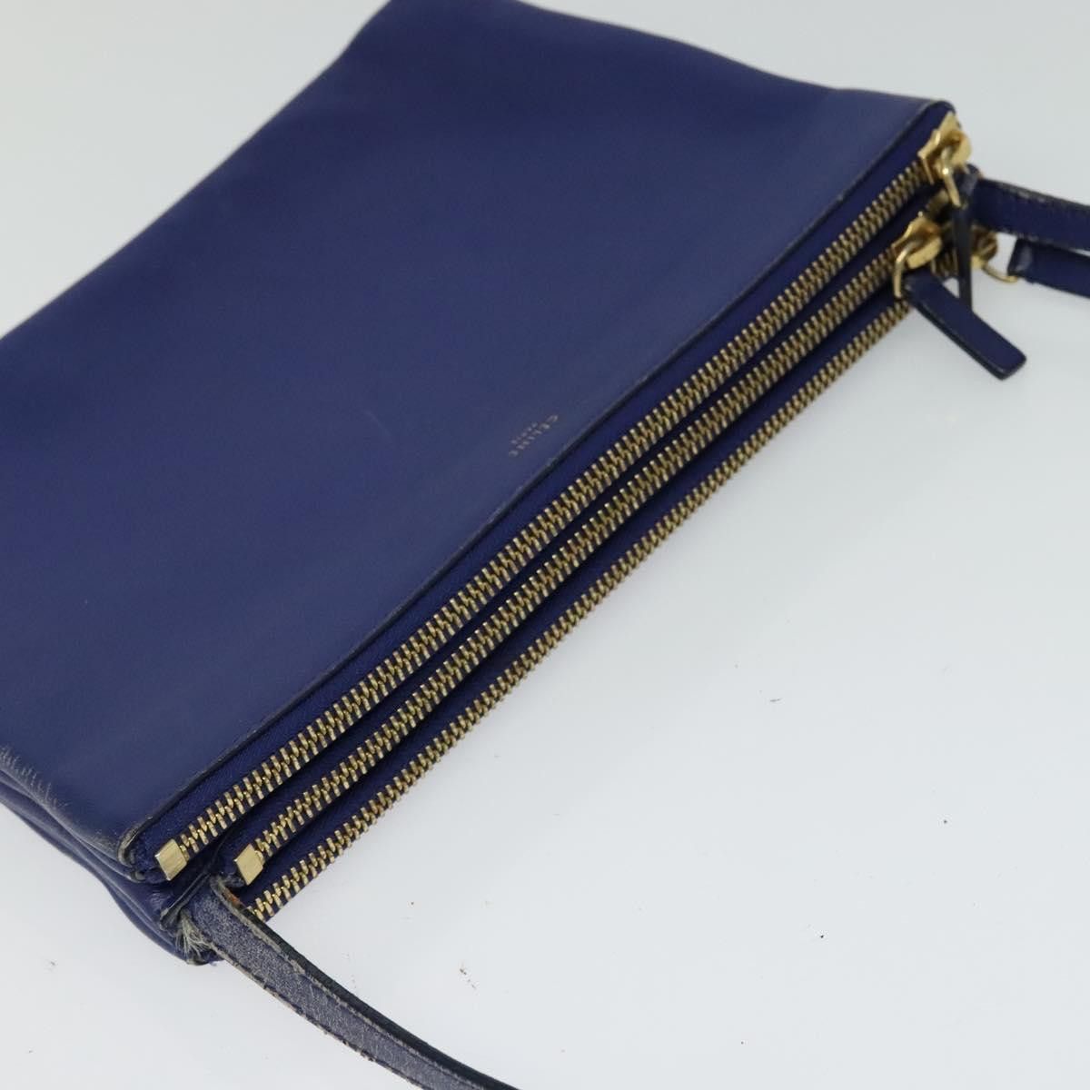Celine CELINE Trio Shoulder Bag Leather Blue Gold Size ONE SIZE - 6 Thumbnail