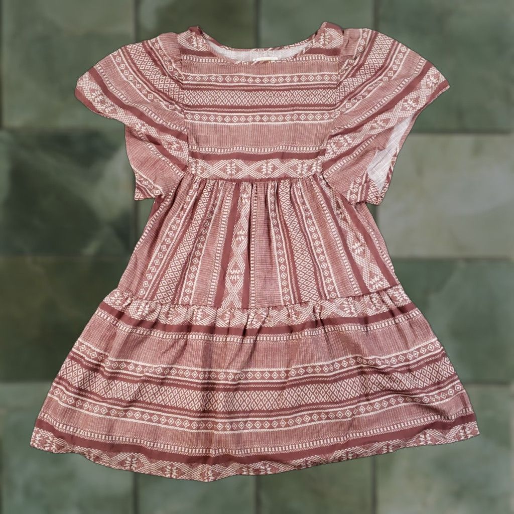 Vintage Maeve Anthropologie Dress Womens XS Brown White Boho Flutter Sleeve Mini Size XS / US 0-2 / IT 36-38 - 1 Thumbnail