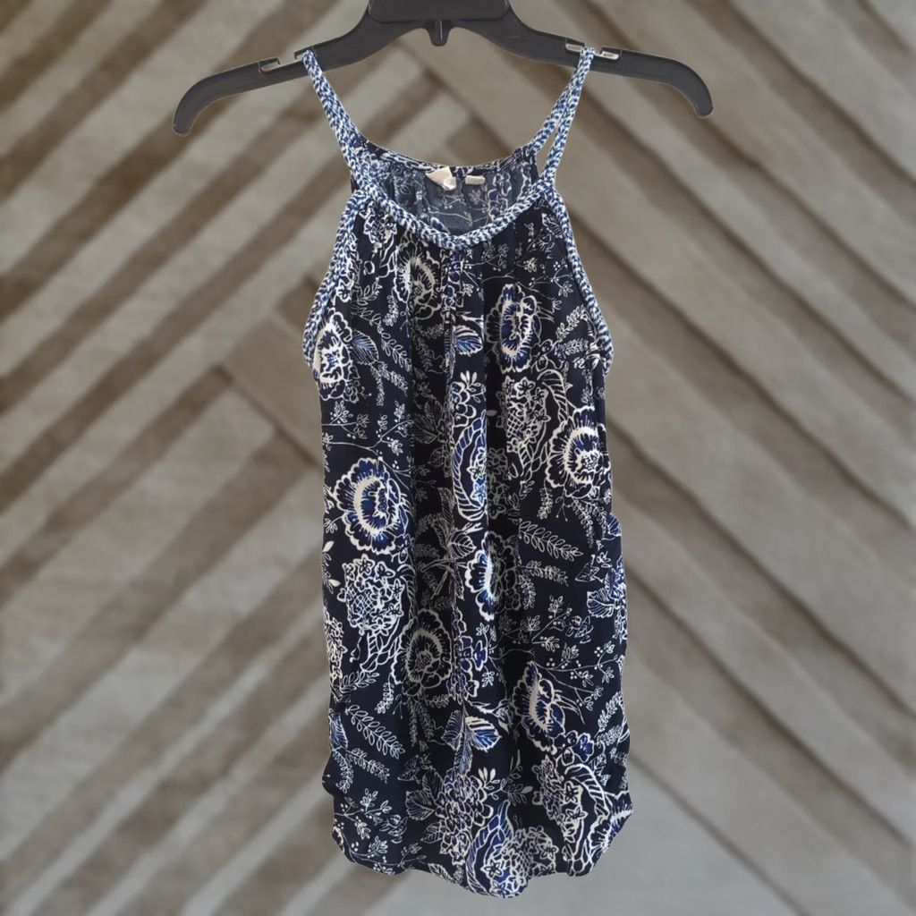 Gap Gap Tank Women’s Blue Spaghetti Strap Floral Print Sleeveless Halter Top Size S Size S / US 4 / IT 40 - 1 Thumbnail