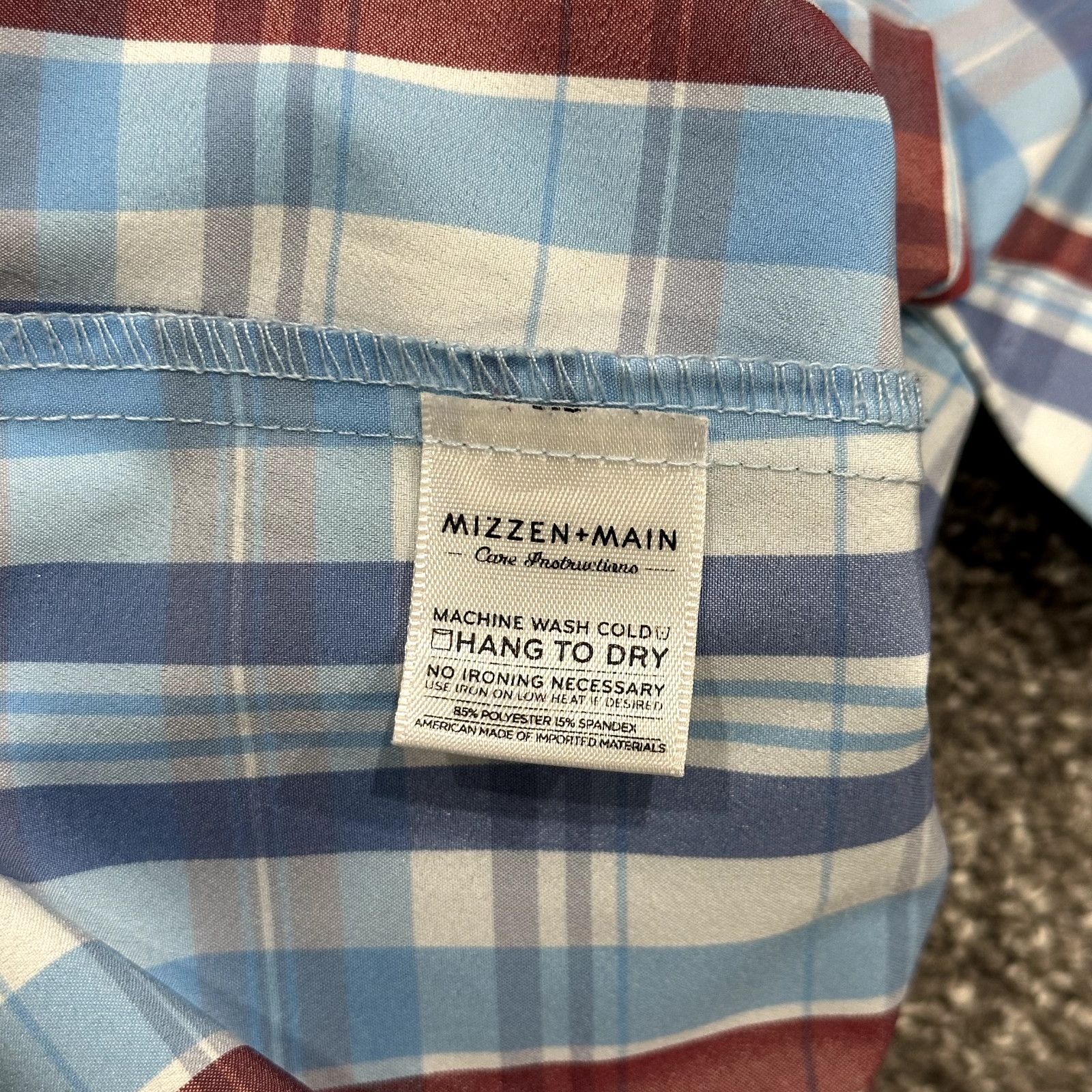 Mizzen+Main Mizzen+Main Shirt Mens Large Trim Fit Performance Blue Plaid Size US L / EU 52-54 / 3 - 11 Thumbnail