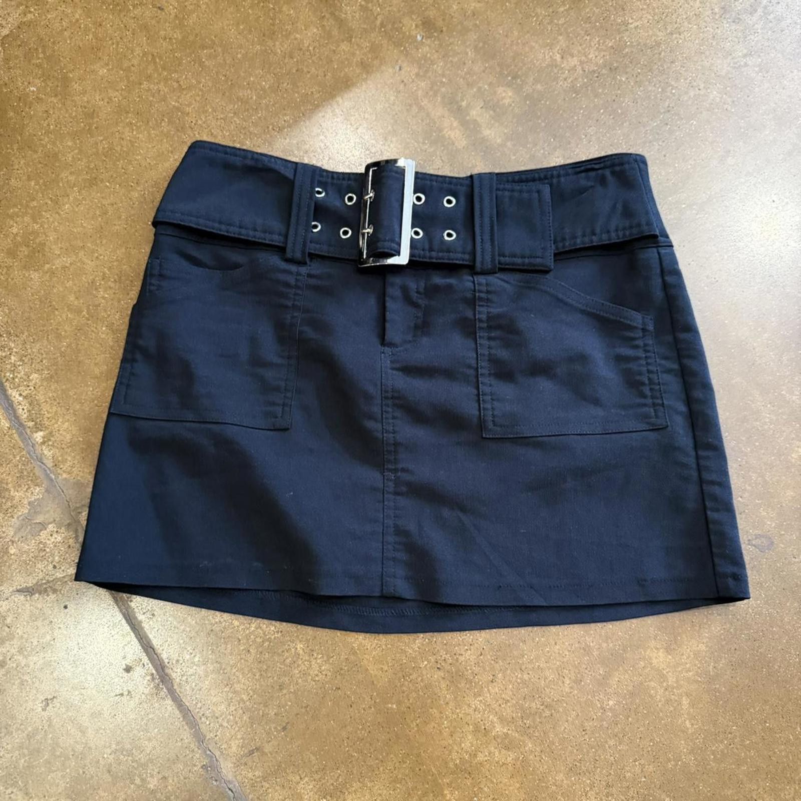 Other Y2K Black Belted Mini Skirt Size 28" / US 6 / IT 42 - 2 Thumbnail