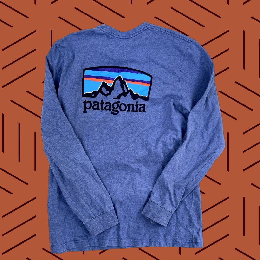 Patagonia Patagonia Fitz Roy Horizons Back Logo Responsibili-Tee Long Sleeve Sz S Blue Shirt Mens Size US S / EU 44-46 / 1 - 1 Thumbnail