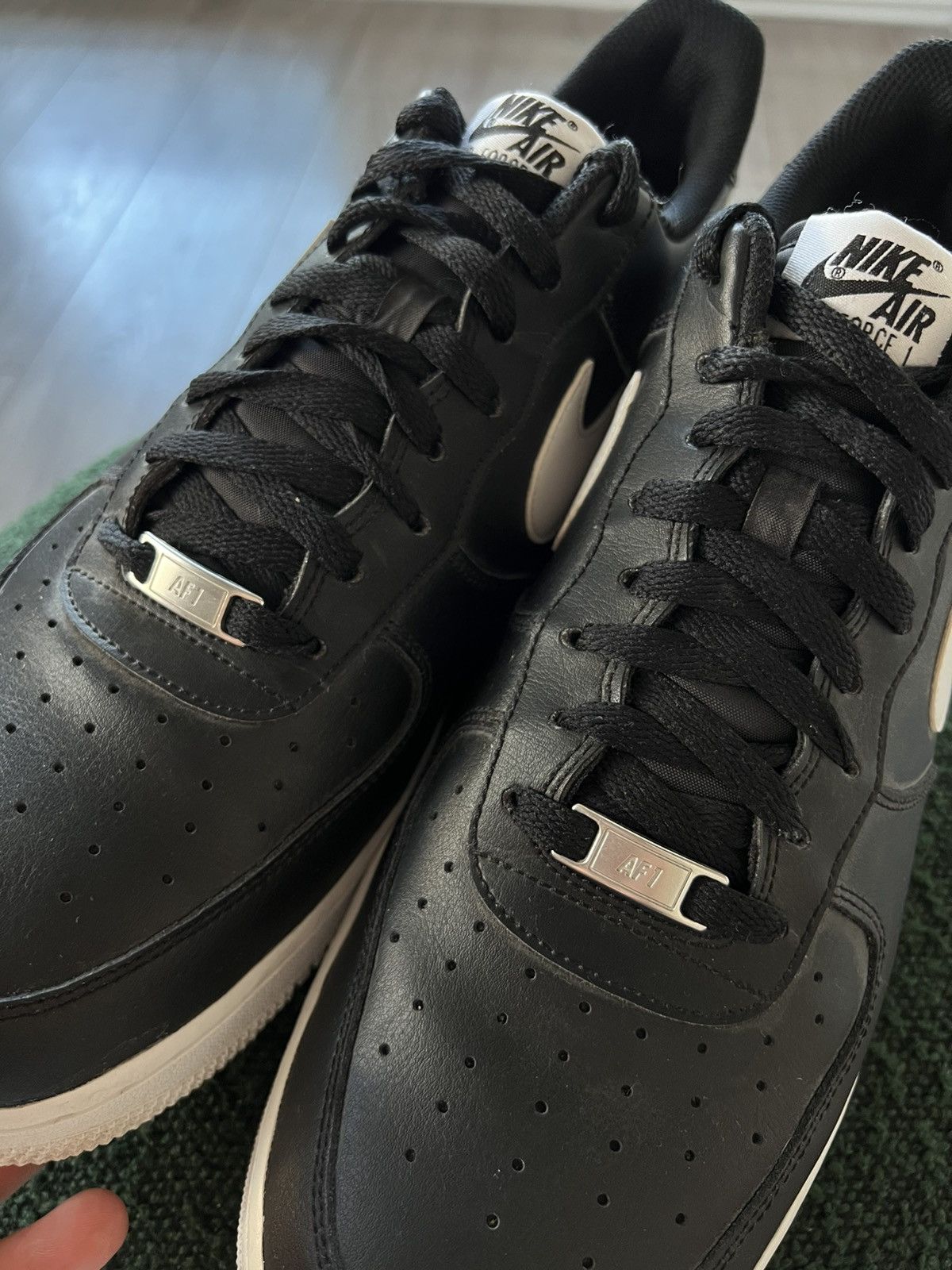 Nike ‼️Nike Air Force 1 ‘07 AN20 Black Leather White Logo Sneakers Size US 13 / EU 46 - 12 Thumbnail