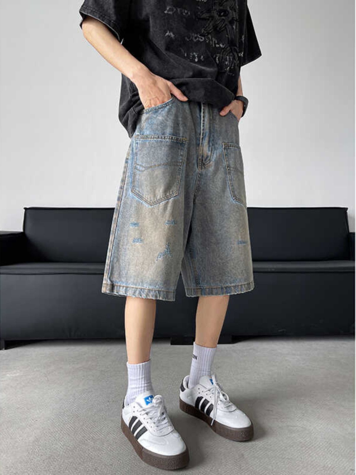 Japanese Brand × Jean Retro washed pocket loose denim shorts Size US 32 / EU 48 - 1 Thumbnail