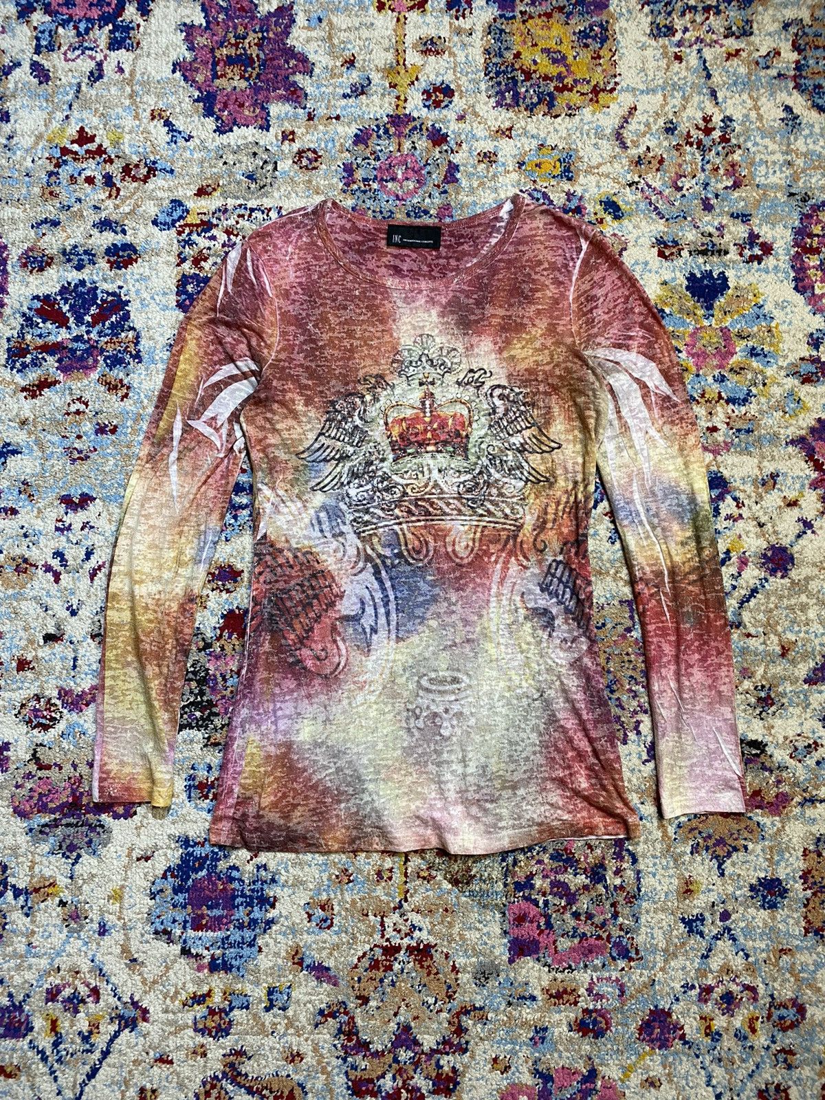I.N.C × POST ARCHIVE FACTION (PAF) INC International Concept Body Suit Mesh Top Wings & Crown Size S / US 4 / IT 40 - 1 Thumbnail