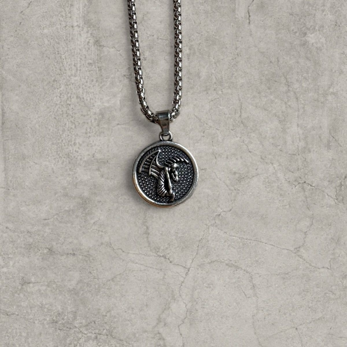 Japanese Brand Vintage style angel necklace, stainless steel. One size Size ONE SIZE - 1 Thumbnail
