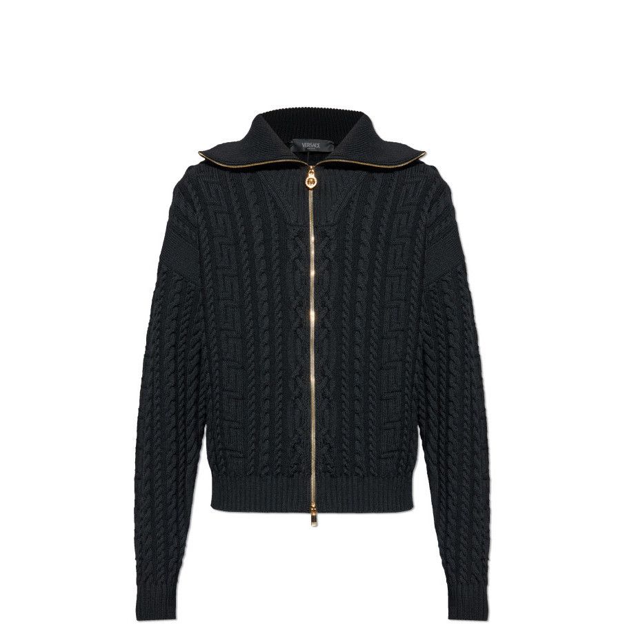 Versace VERSACE Black Decorative Knit Cardigan New & Authentic (Men' Size US XL / EU 56 / 4 - 1 Preview