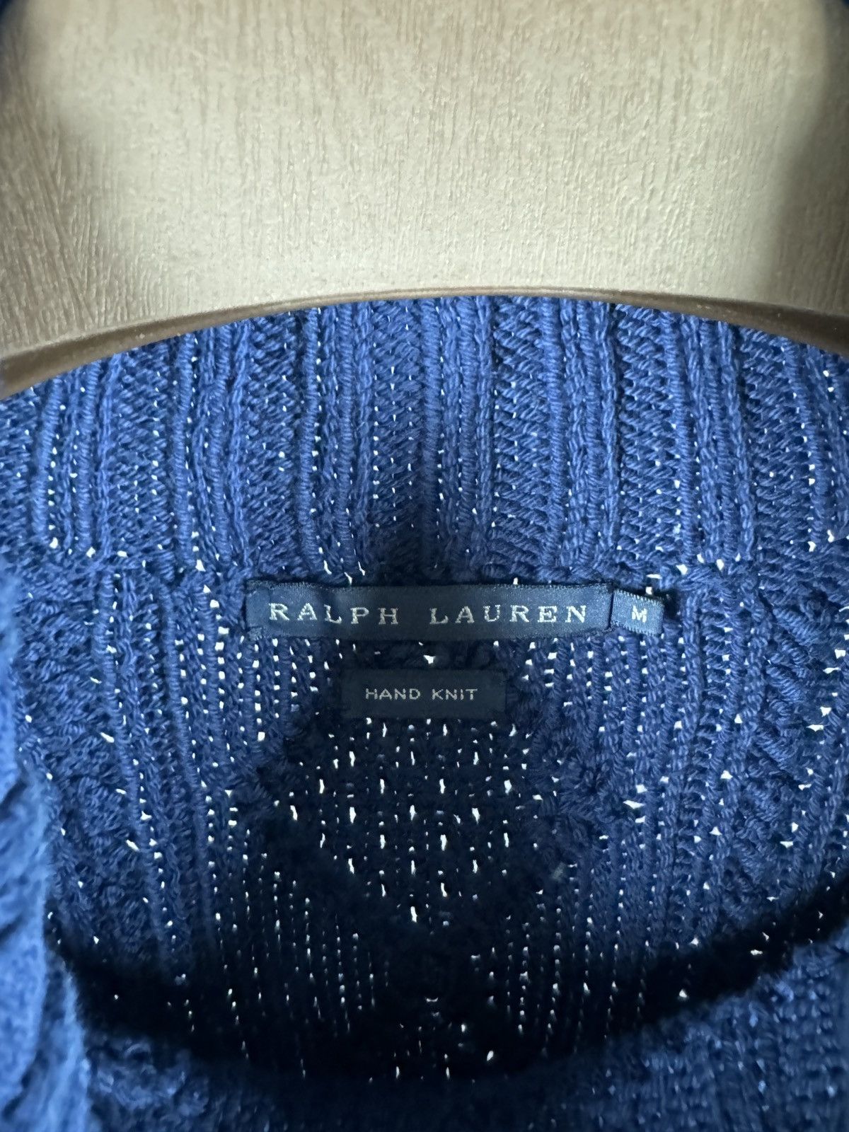 Ralph Lauren × Vintage Ralph Lauren Hand knit blue cable knit turtleneck sweater Size M / US 6-8 / IT 42-44 - 6 Thumbnail