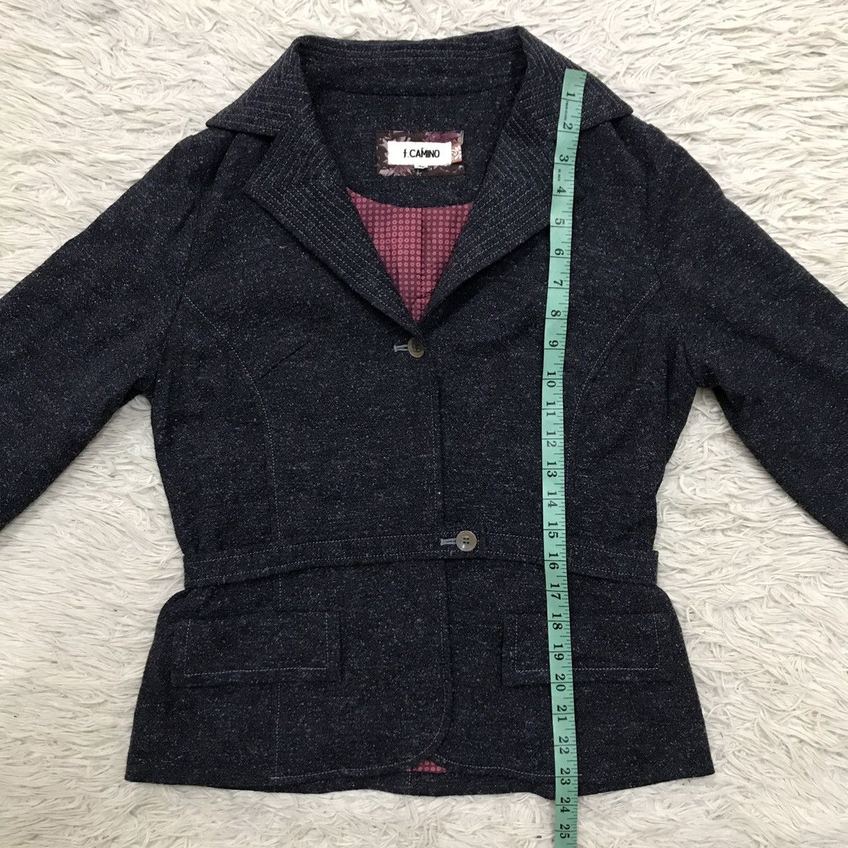 Japanese Brand VINTAGE f.CAMINO TWEED BELTED JACKET COATS Size XS / US 0-2 / IT 36-38 - 14 Thumbnail