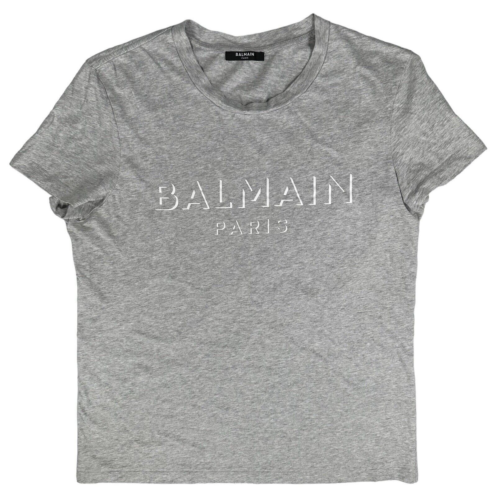 Balmain Balmain Size M T-Shirt Grey 3D Illusion Block Logo Tee Size US M / EU 48-50 / 2 - 1 Thumbnail