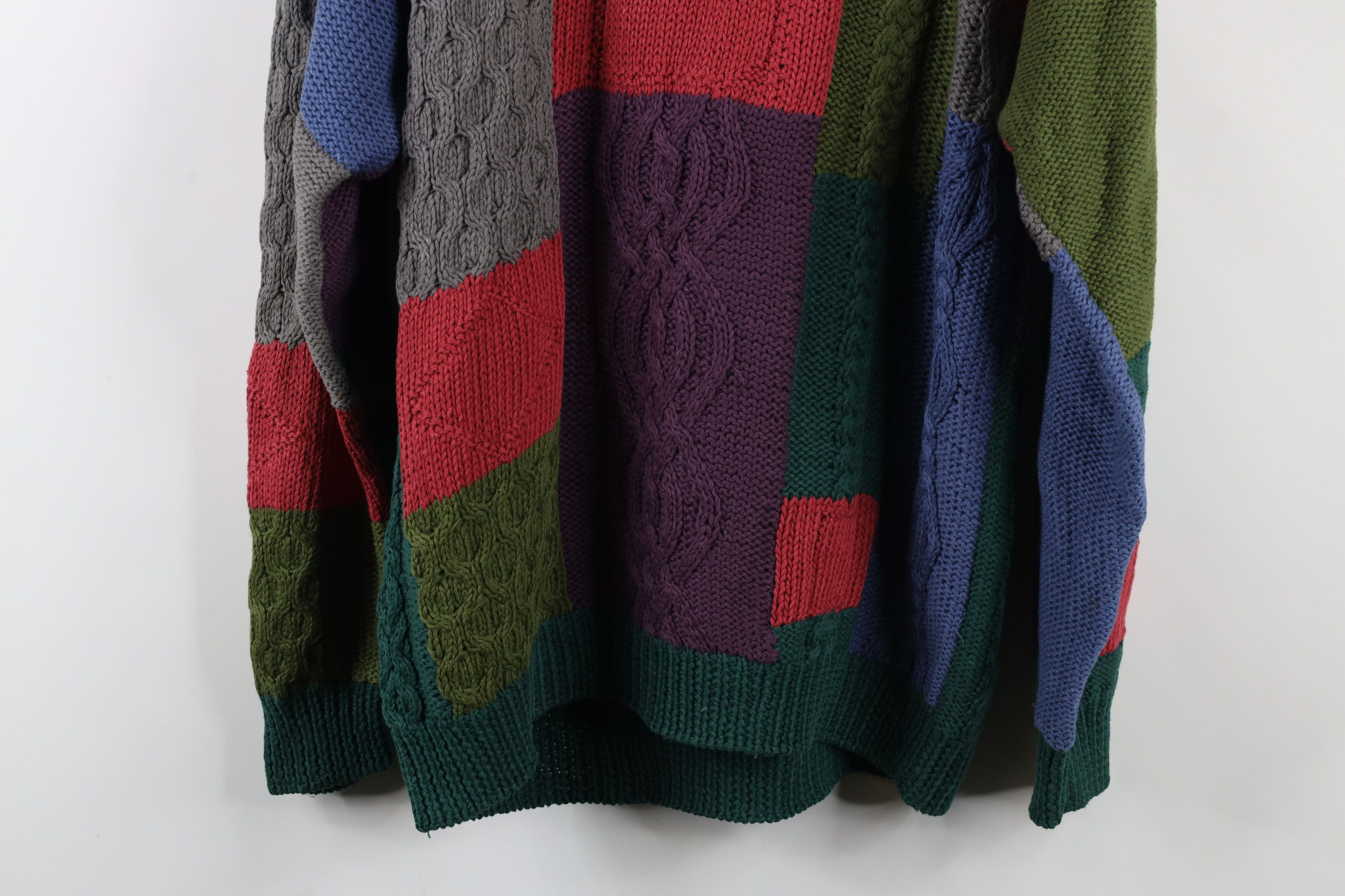 Vintage Vintage 90s Woolrich Patchwork Chunky Cable Knit Sweater Size US M / EU 48-50 / 2 - 9 Thumbnail