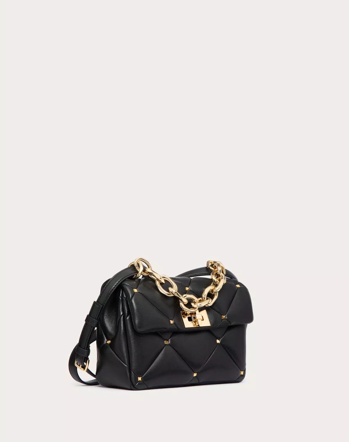Valentino oc11z0725 Size:OS/Roman Stud Bag In Nappa Patchwork in Black Size ONE SIZE - 2 Thumbnail