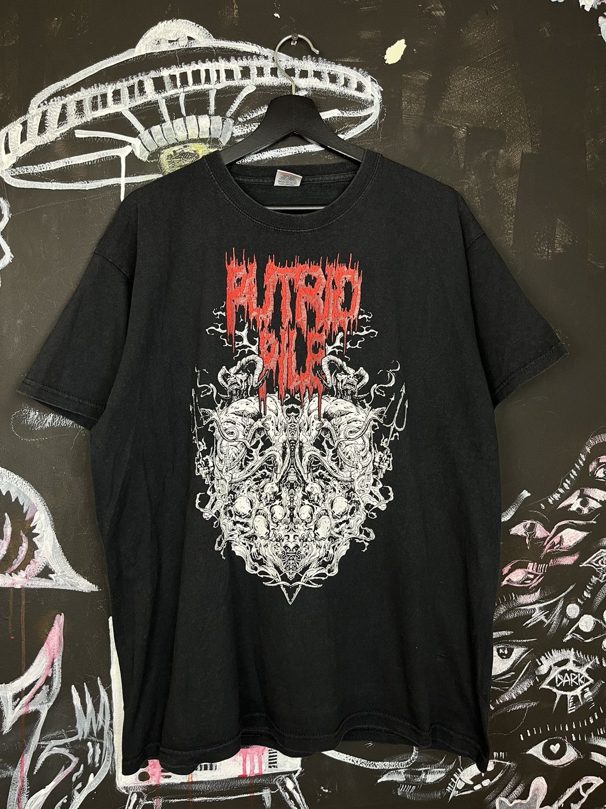 Band Tees × Vintage Vintage Putrid Pile God of Degradation Metal Band Black Tee Size US XL / EU 56 / 4 - 1 Thumbnail
