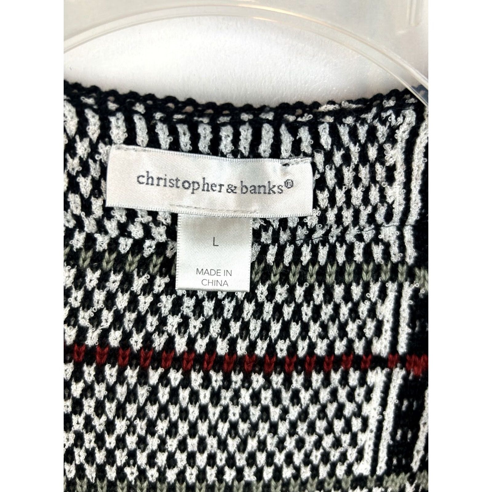 Vintage Christopher & Banks Knit Cardigan Open Fringe Black Suede Look Bohemian Women L Size Knit Open Fringe Boho 21" 26" Size L / US 10 / IT 46 - 7 Thumbnail