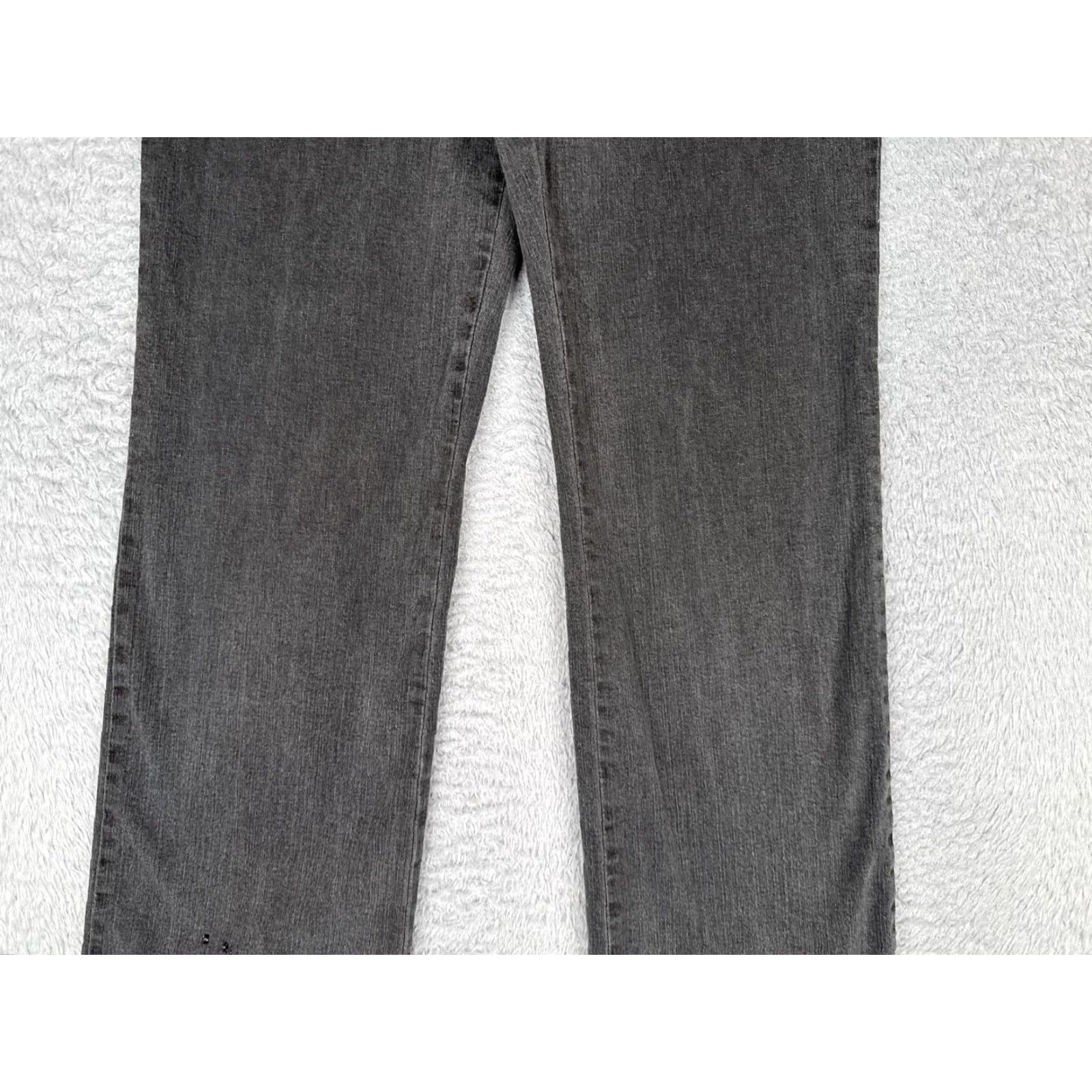 Vintage FDJ French Dressing Jeans Womens 12 Gray Charcoal High Rise Flare 28x32 Stretch Denim 5-Pocket Rhinestone Vintage No Size 34" / US 12 / IT 48 - 3 Thumbnail