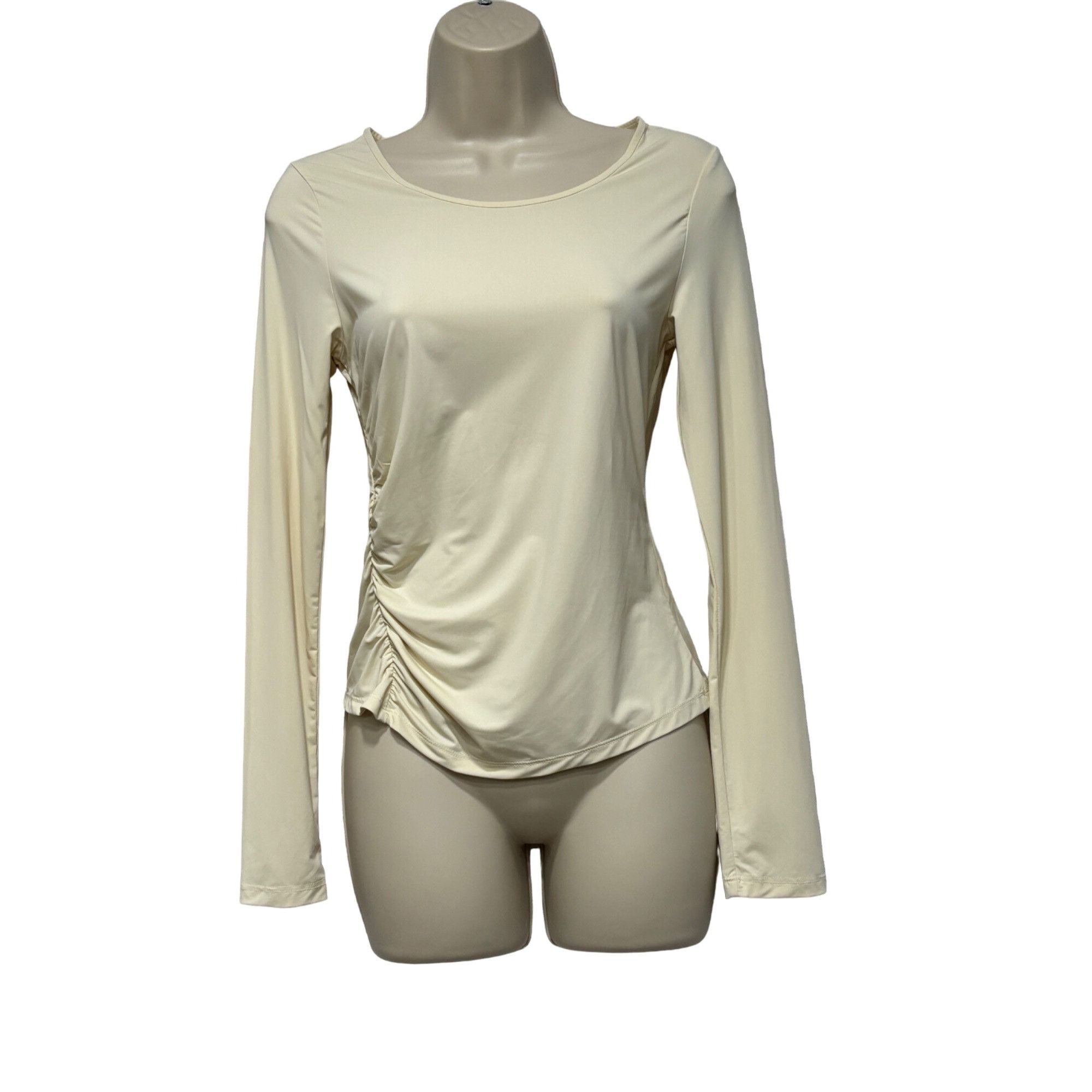 Other Open Edit Ruched Side Long Sleeve Top in Ivory Dove, Sz. S Size S / US 4 / IT 40 - 11 Thumbnail