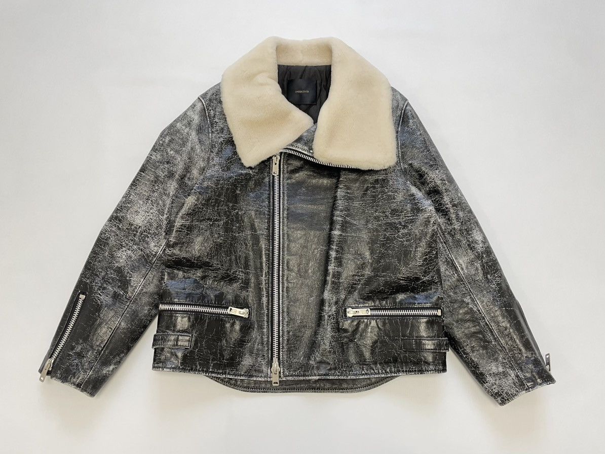Undercover Shearling Collar Cracked Leather Jacket Size US M / EU 48-50 / 2 - 1 Thumbnail