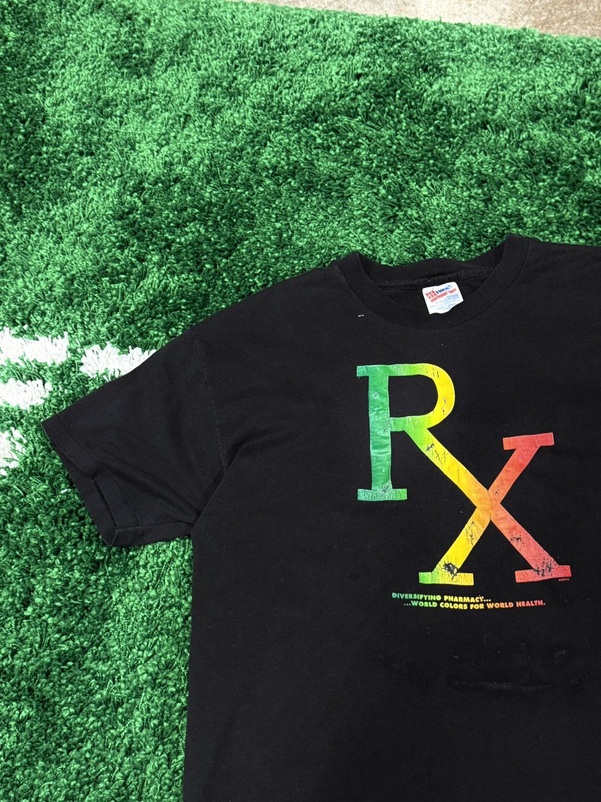 Hanes Vintage Hanes RX Drugs Weed Heavyweight Black Tee XL Size US XL / EU 56 / 4 - 2 Thumbnail