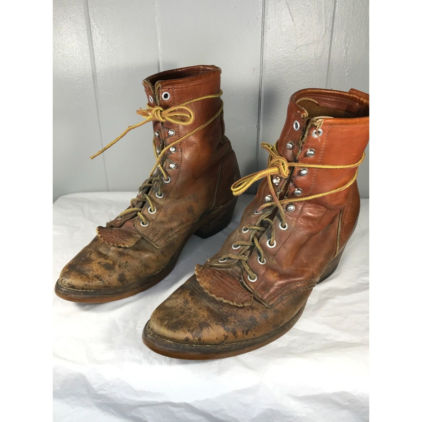 Roper Vintage DD Tuff USA High-Quality Brown Leather Lace-Up Roper Size US 7.5 / EU 40-41 - 5 Thumbnail