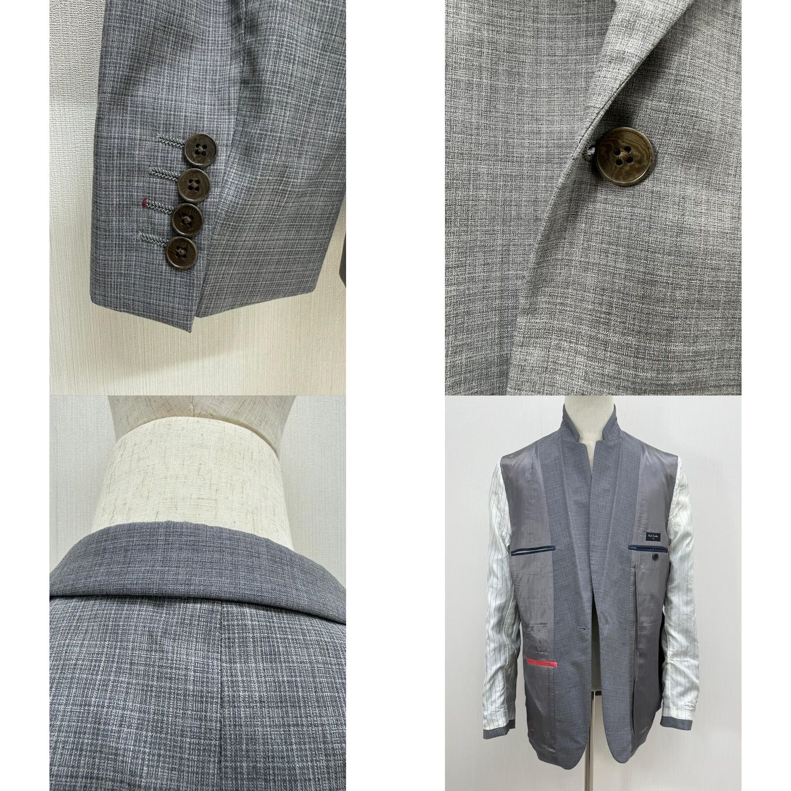 Paul Smith VINTAGE Paul Smith Mens Blazer Leather Wool Grey Jacket XL Notch Lapel 3-in-1 Formal Casual Vintage Mens XL Grey Size 46R - 8 Thumbnail