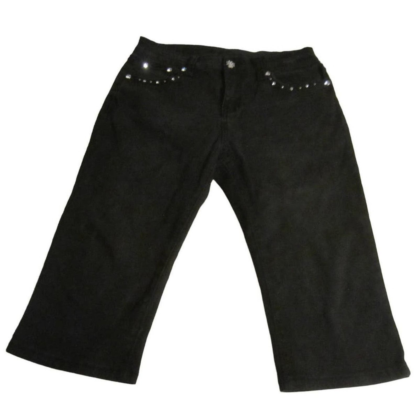 Other Y2K Rhinestone Studded Black Capri Pants Sexy Couture 13 Size 26" / US 2 / IT 38 - 2 Thumbnail