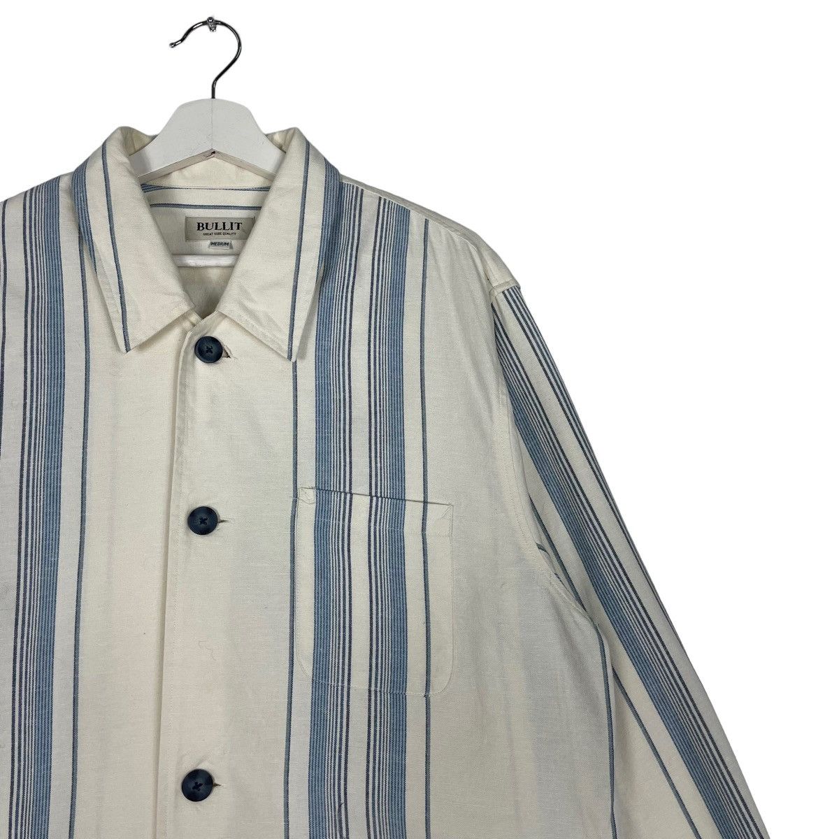 Issey Miyake × Japanese Brand × Vintage 💥80s BULLIT JAPAN BUTTON STRIPE CHORE JACKET Size US M / EU 48-50 / 2 - 5 Thumbnail