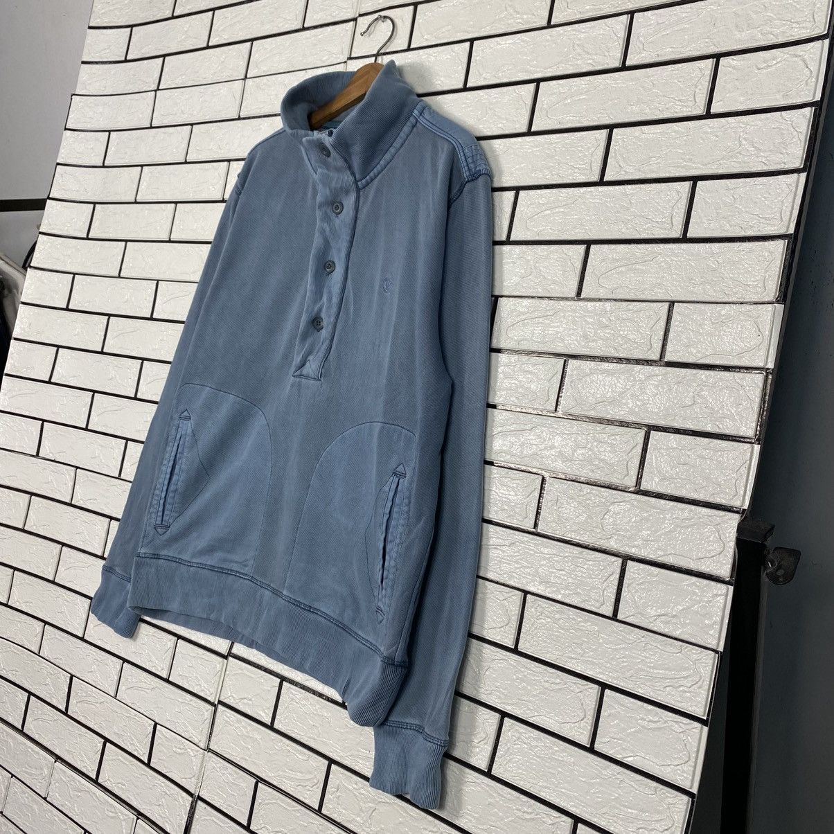 Japanese Brand Vintage Indigo Sweatshirt Half Button Fat Face Size US L / EU 52-54 / 3 - 3 Thumbnail