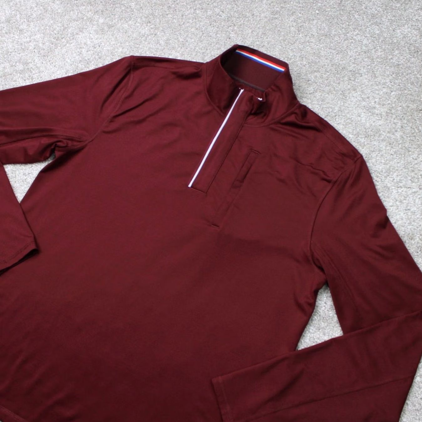 Vintage Fourlaps Mens Sweatshirt Red 1/4 Zip Long Sleeve Pullover Polyester Spandex Crew Neck L/S Size US M / EU 48-50 / 2 - 2 Thumbnail