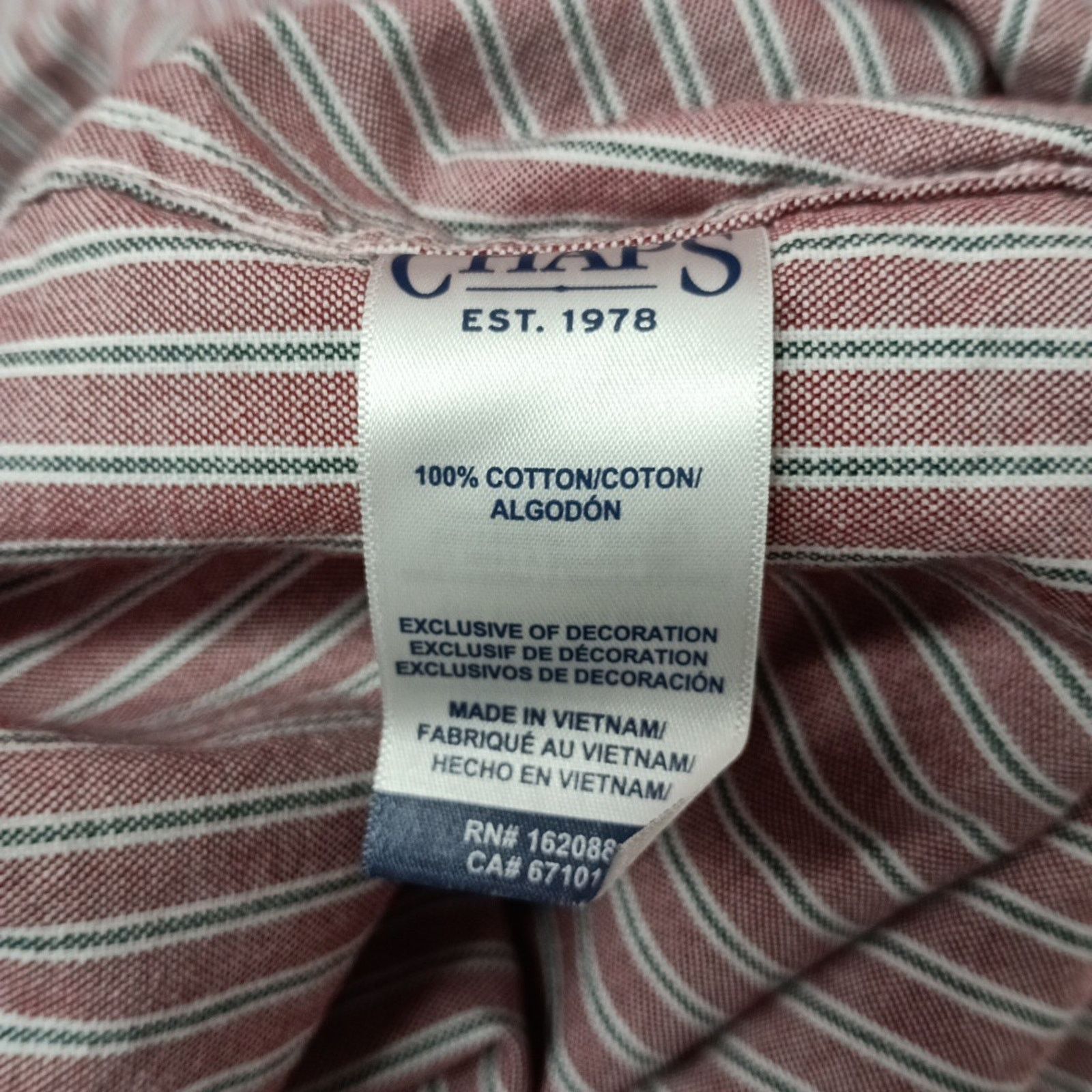 Chaps Chaps Seacoast Oxford Woven Shirt Men XL Pomegranate Striped Size US XL / EU 56 / 4 - 7 Thumbnail
