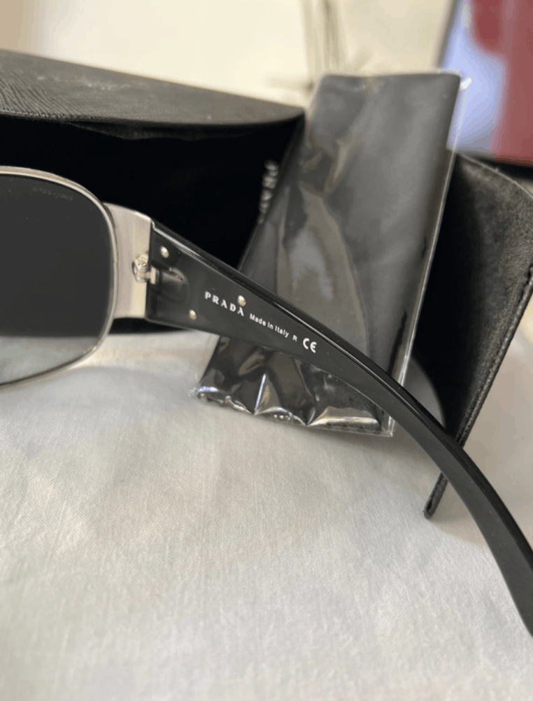 Prada × Vintage PRADA Sunglasses Rectangle Wrap Shield Metal Symbole RI913 Size ONE SIZE - 7 Thumbnail
