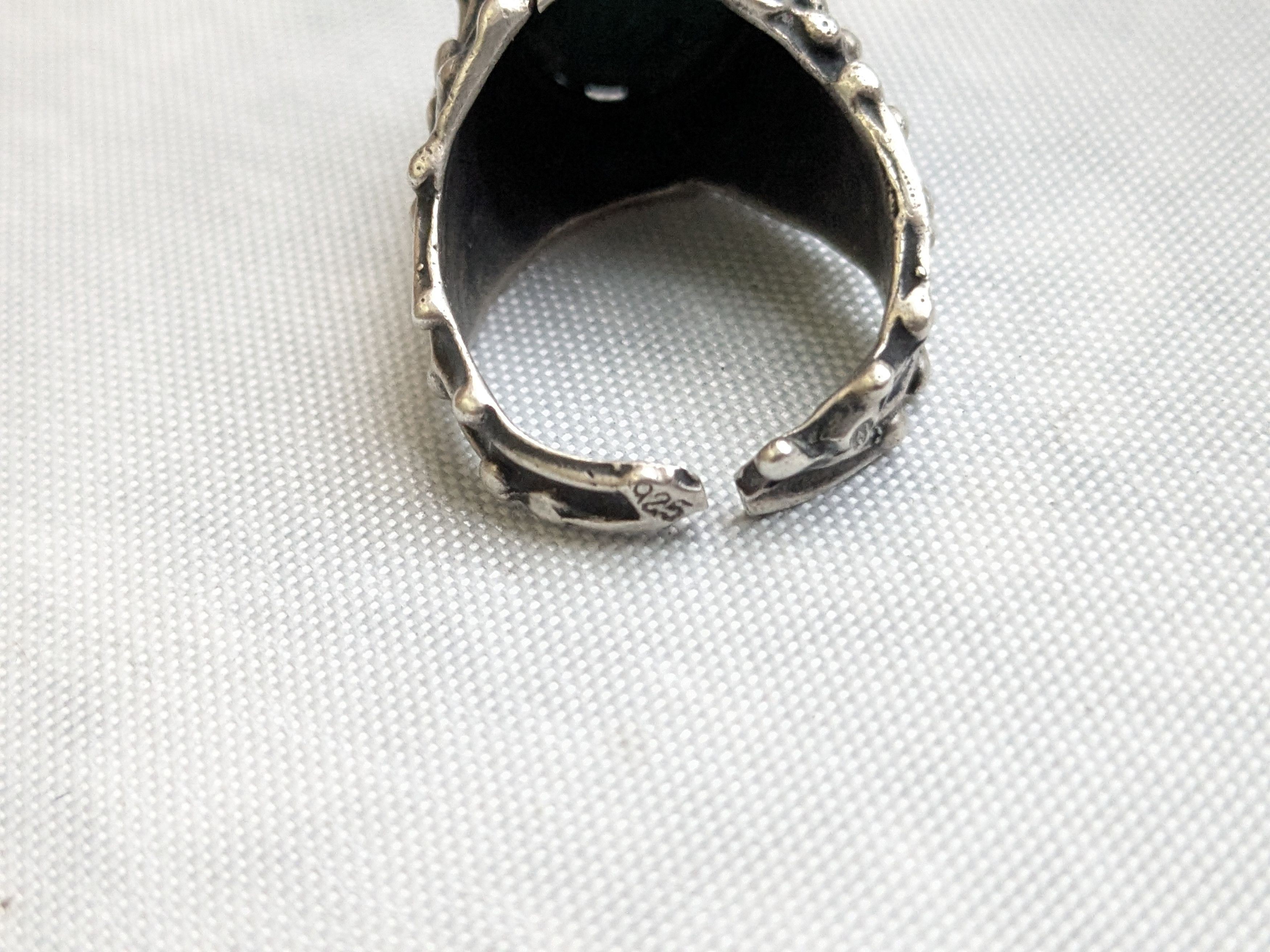 Jewelry Vintage Sterling Silver Ring Malachite 9 Brutalist Avant Size ONE SIZE - 10 Thumbnail