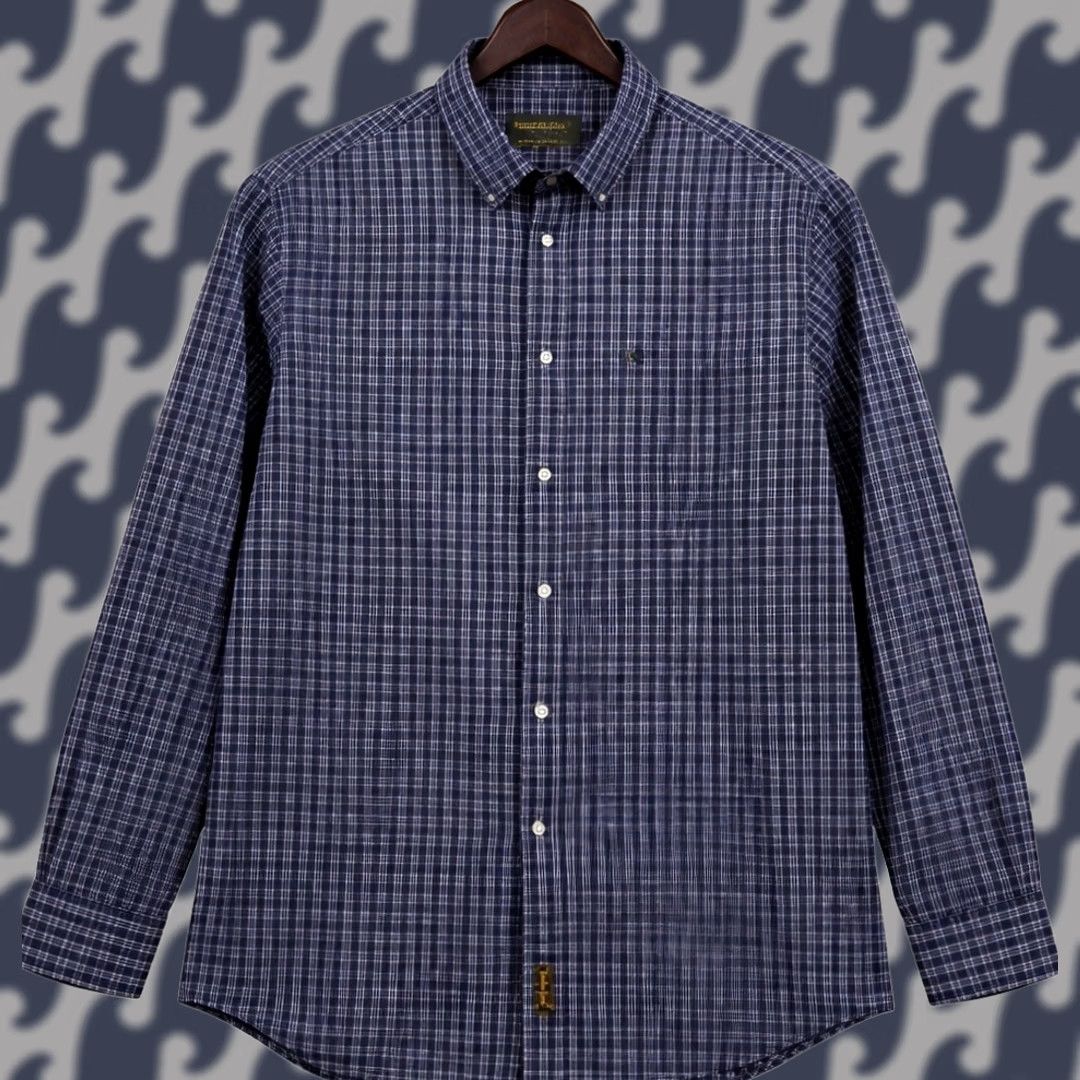 Timberland VINTAGE Timberland Shirt Mens XL Blue Plaid Button-Down 90s Wool? Cotton? (original says 100% cotton) Size US XL / EU 56 / 4 - 1 Thumbnail