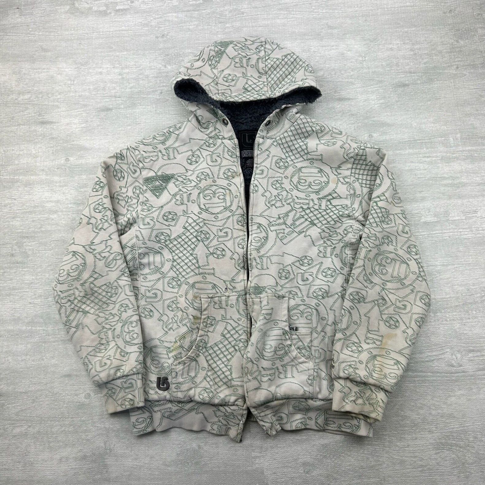 Burton Vintage Y2k Burton Sweatshirt Mens Medium Sherpa Lined Zip 