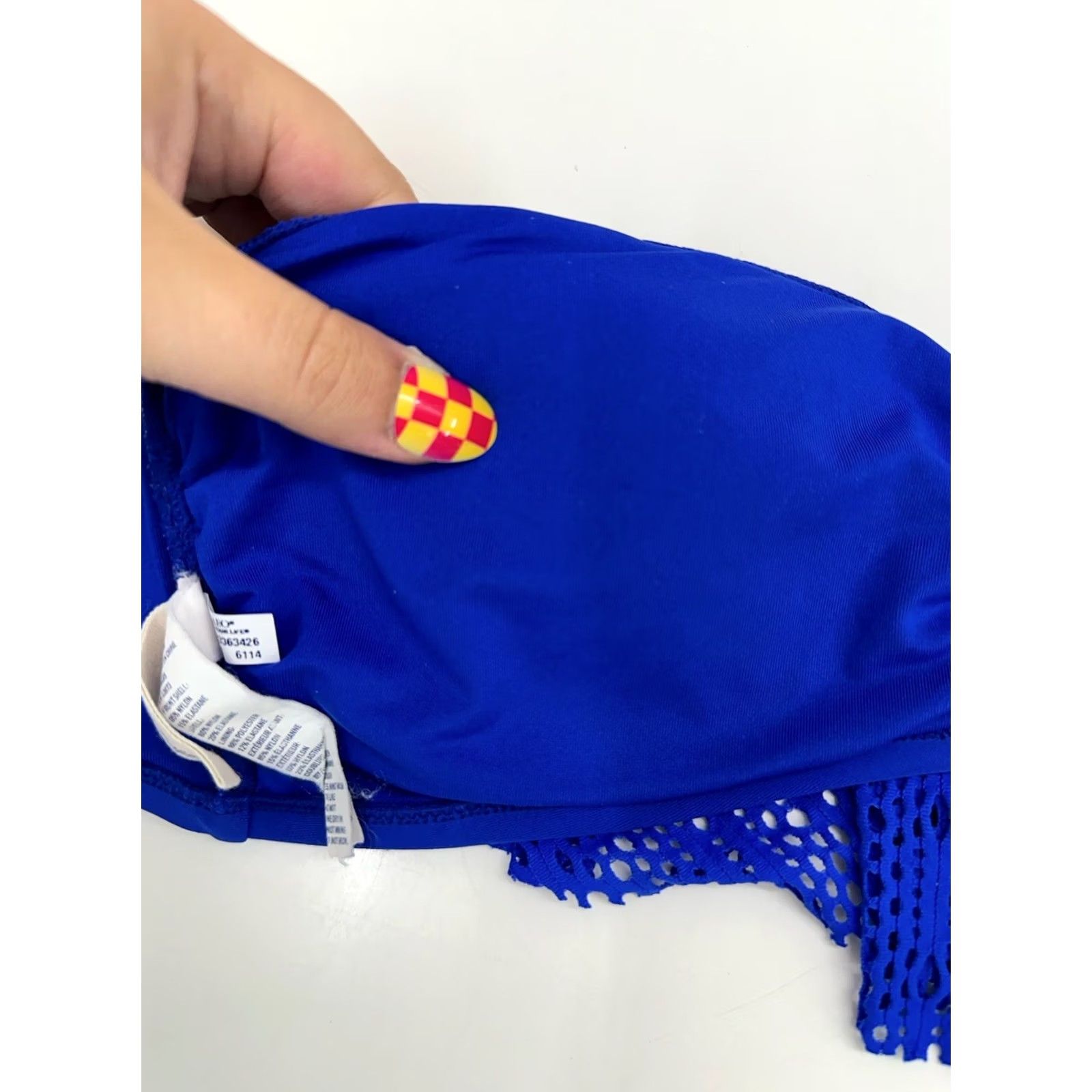 American Eagle Outfitters American Eagle Outfitters Bandeau Bikini Top Women M Blue Crochet Layover Beach Comfort Adjustable Padded Summer 90s, Womens Size M / US 6-8 / IT 42-44 - 6 Thumbnail