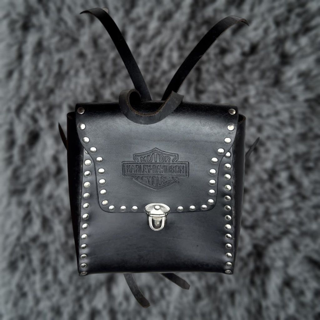 VINTAGE Harley-Davidson Backpack Leather Studded Black Women's