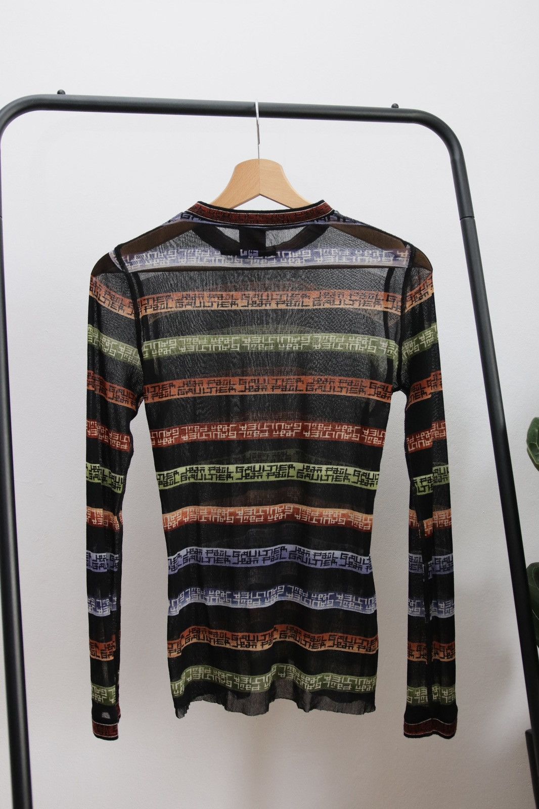 Jean Paul Gaultier × Vintage Jean Paul Gaultier Long Sleeve Mesh Top Pixel Print 90s Size M / US 6-8 / IT 42-44 - 6 Thumbnail