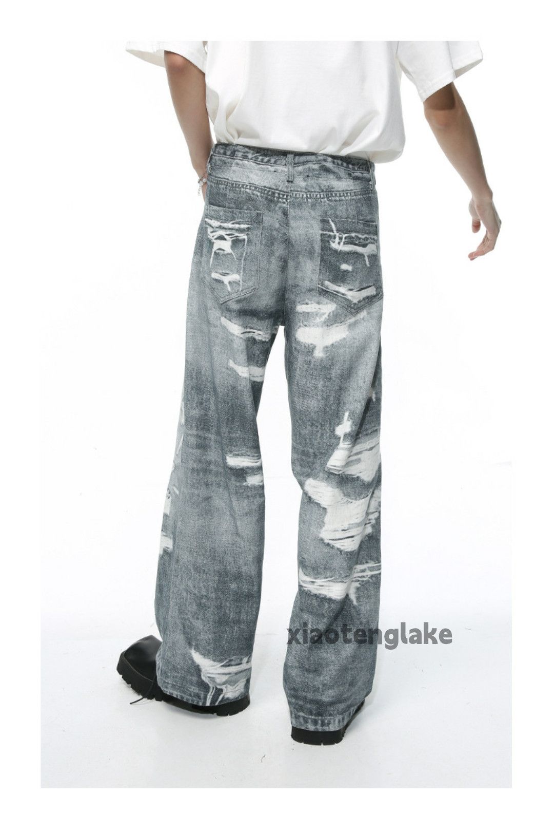 Jean × Vintage washed faded skate hiphop pattern damaged baggy jeans Size US 30 / EU 46 - 9 Thumbnail